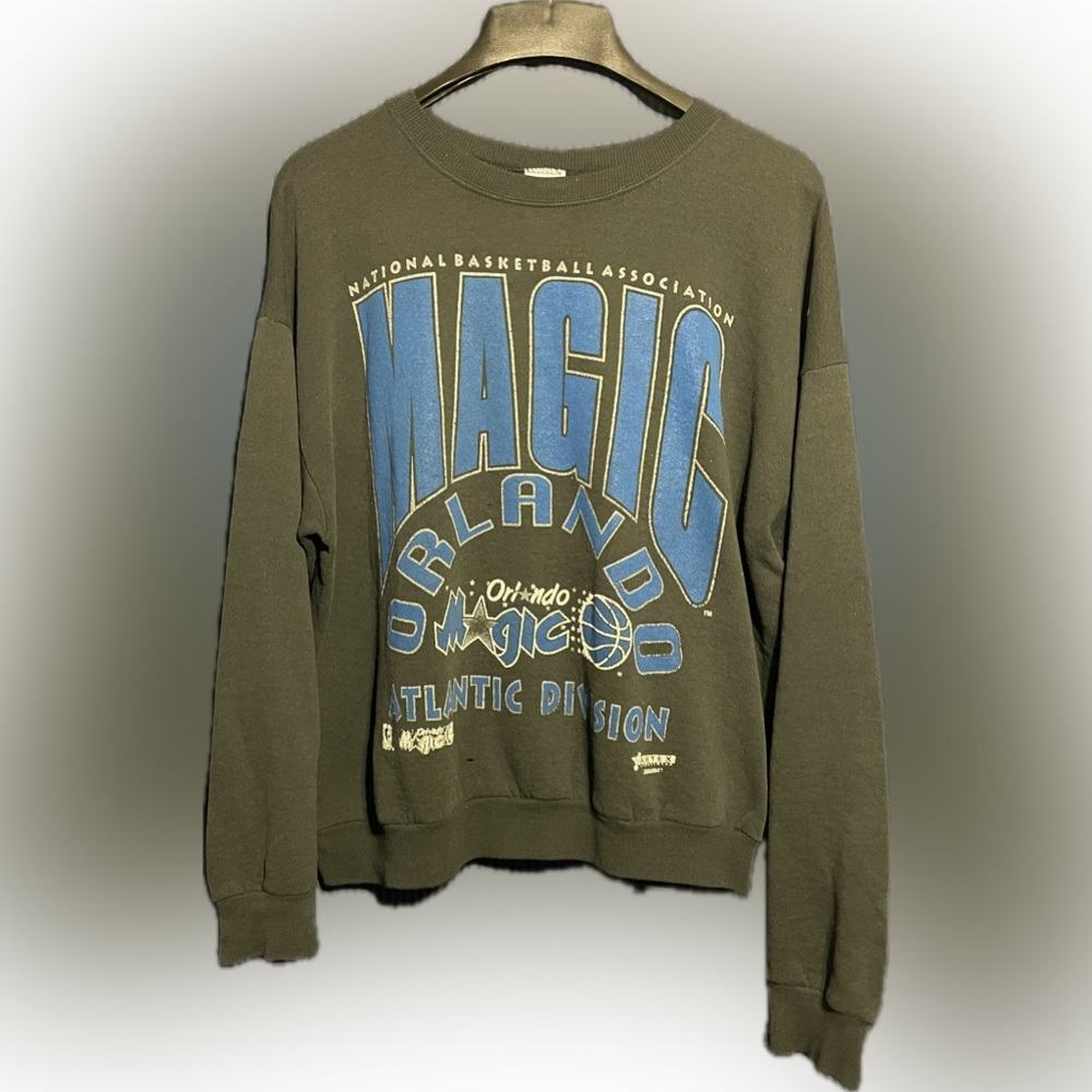 Orlando Magic Artex Sweatshirt Sz Large 90s NBA Crewneck Black Distressed